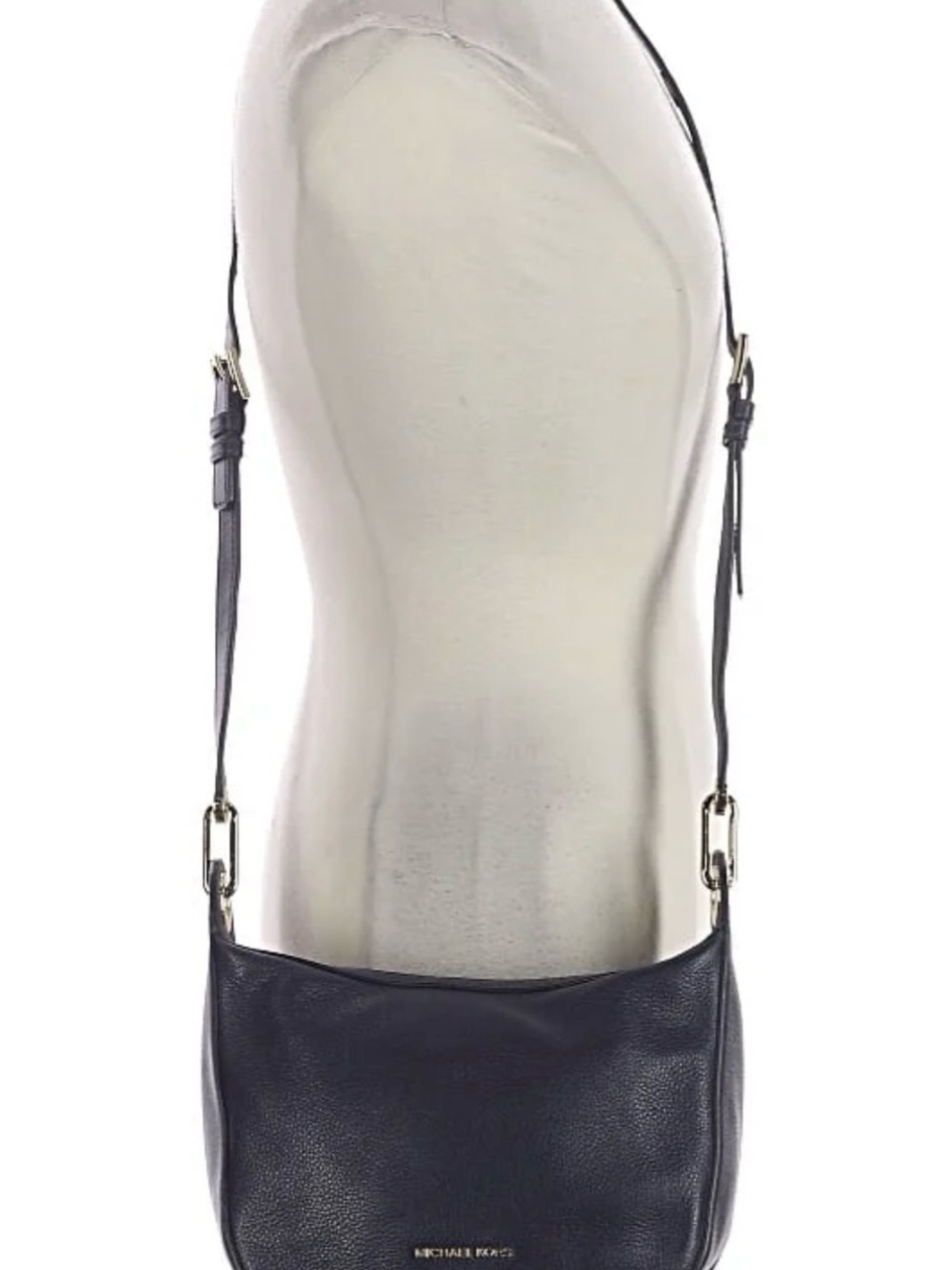 Michael Kors Raven Medium Pebbled Leather Crossbody Bag Dark Navy Gold - Picture 3 of 10